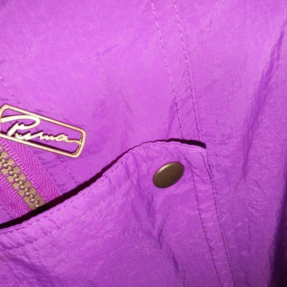 Vintage Puma Windbreaker Jacket Large Purple Orange Retro Embroidered Colorblock - Picture 6 of 11